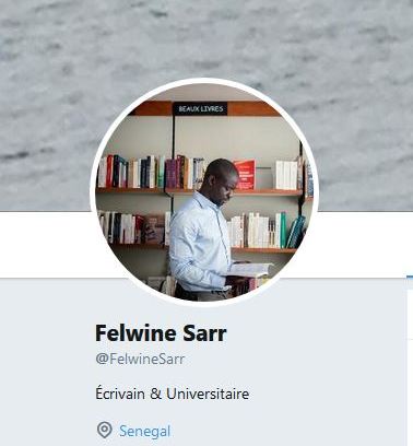 (Capture du profil de Felwine Sarr sur Twitter)